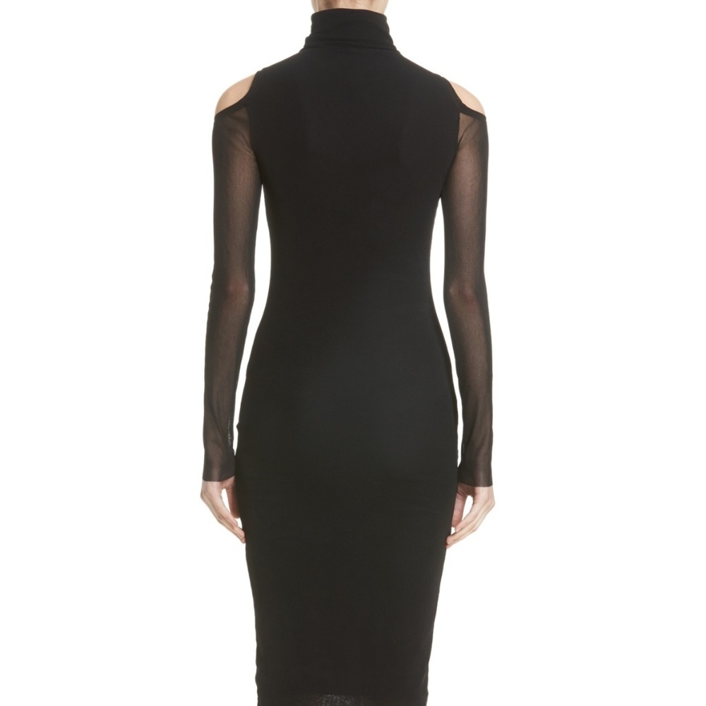 Fuzzi Tulle Cold Shoulder Turtleneck Dress
